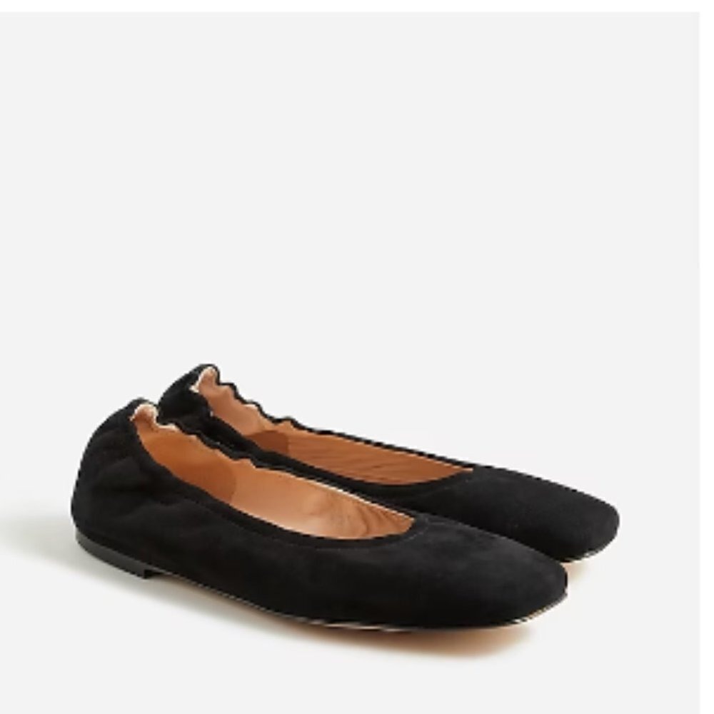 J.Crew Anya Scrunchie Suede Ballet Flats Balletcore Quiet Luxury NIB Sz 8